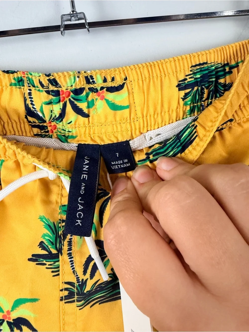 New Janie and jack yellow resort tree swim trunks size 7